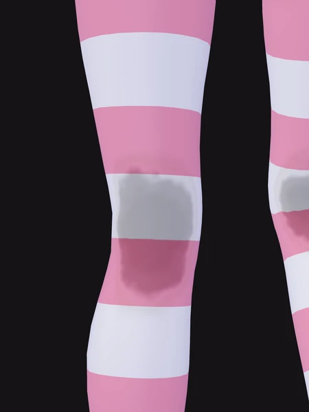 汗じみ 100% しましまサイハイ 膝の裏